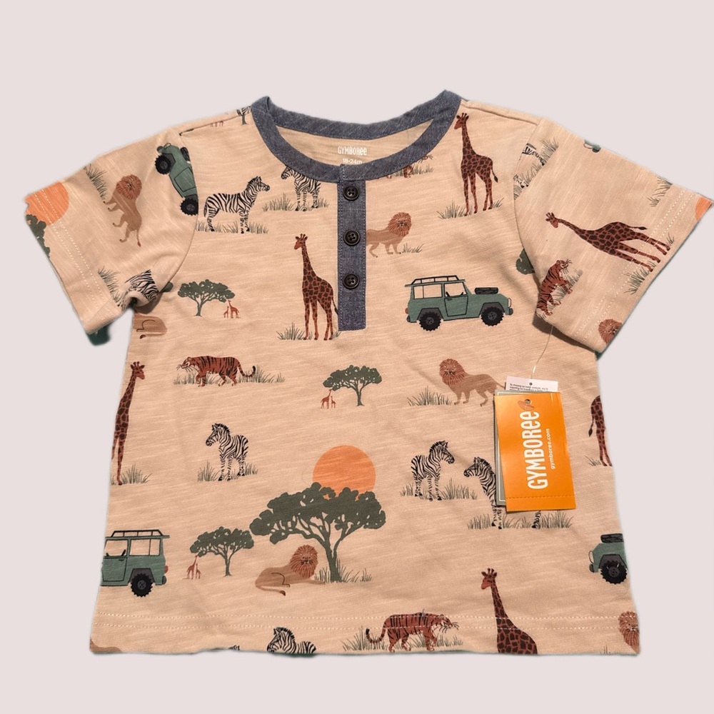Gymboree NWT 18-24 month Safari Print Kids Shirt - Tan